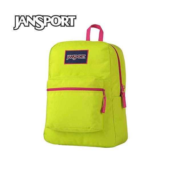 Jansport 後背包 大容量 拉鏈書包 情侶款 拼色熒光綠